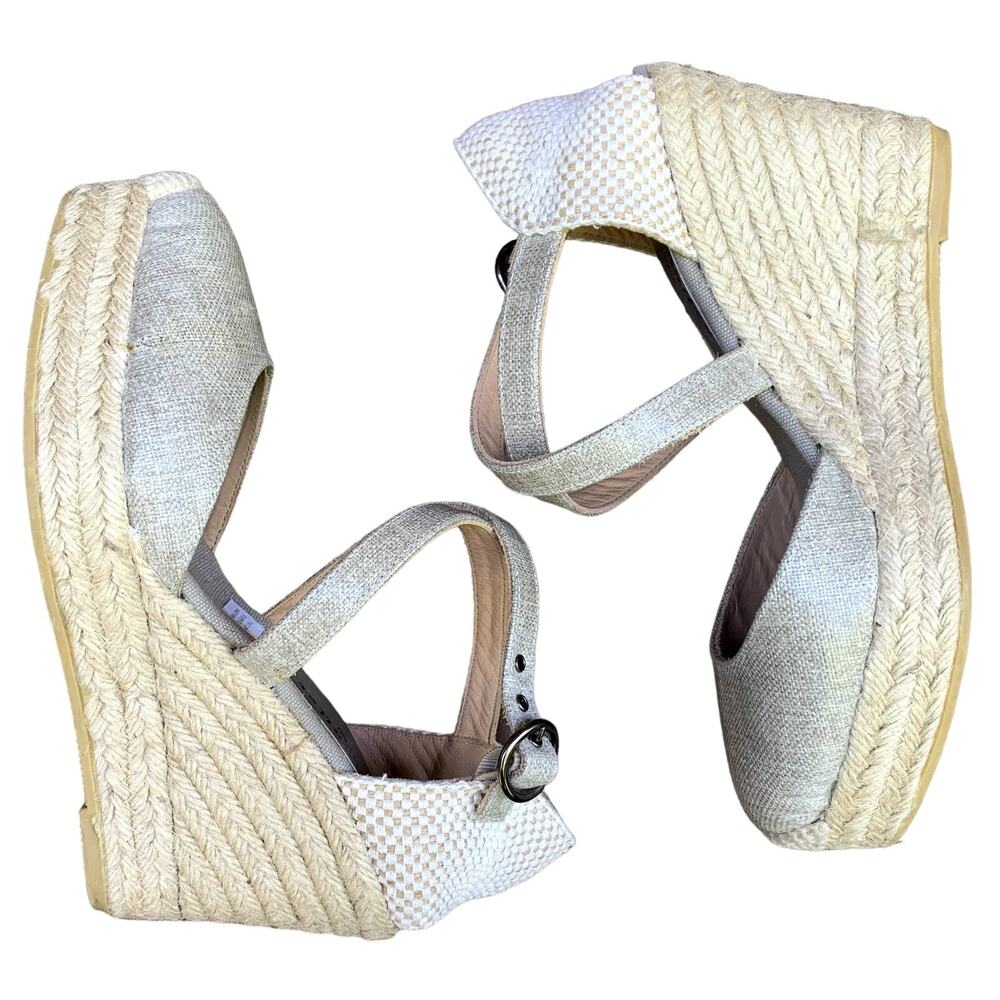 Bettye Muller Katy Espadrille Sandals Shoes Tan Canvas EU 40 US 9.5 - Picture 2 of 11